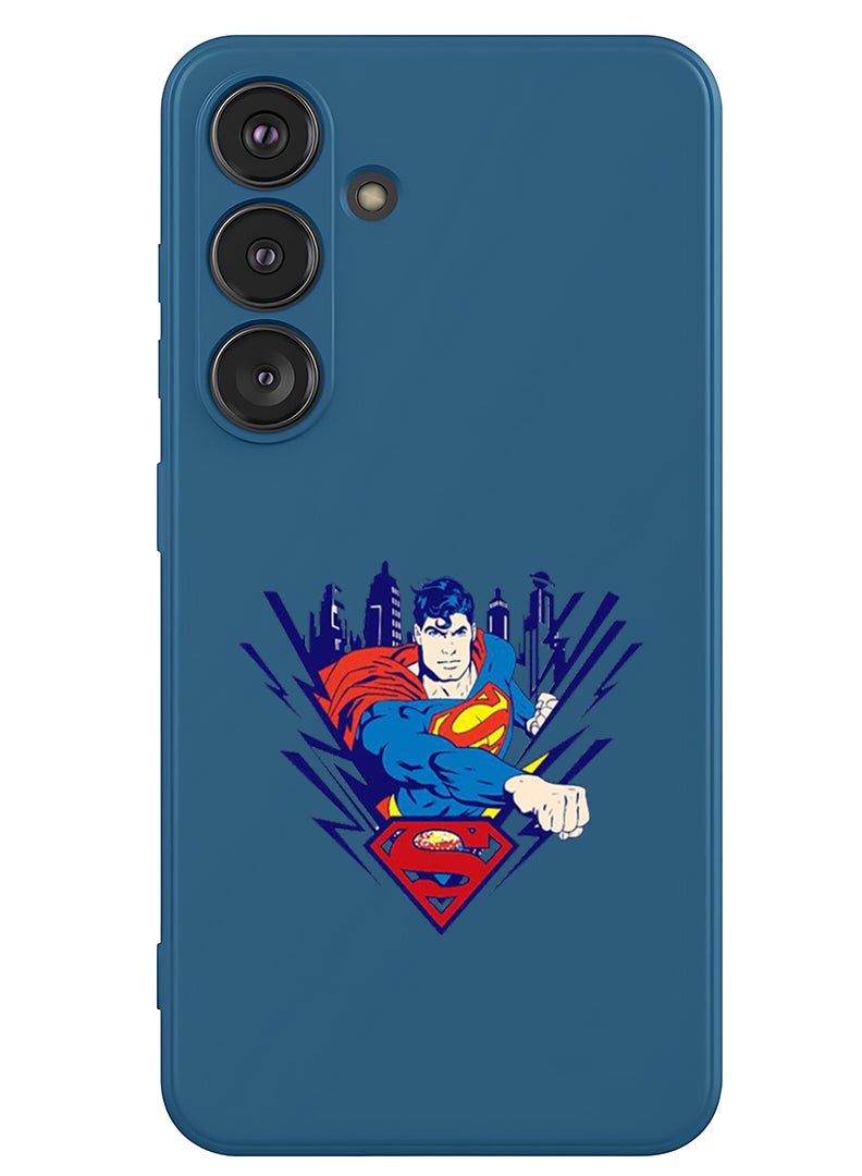Theodor Protective Slim Fit Case Liquid Silicone Cover with Full Body Protection Anti-Scratch Shockproof Case For Samsung Galaxy S25 (Blue) - Superman - Image 1