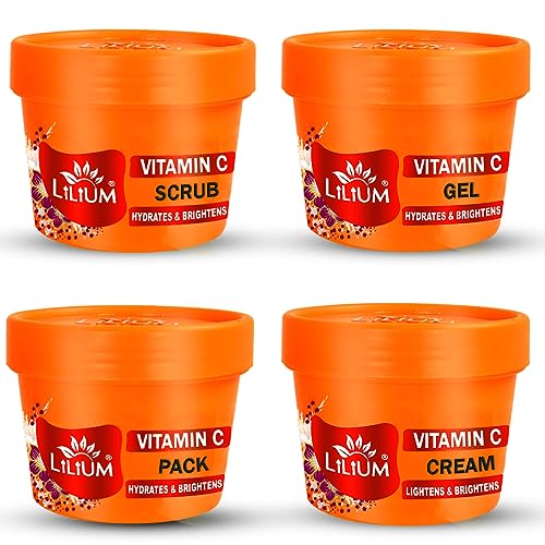 Lilium Vitamin C Facial Kit, 400g, 4 Step Deep Cleansing Hydrates & Brightens, Nourishing, Extra Glow, Oily & Dry Skin, Women & Men, All Skin Type Paraben & Sulfate Free, Pack Of 4 - Image 1