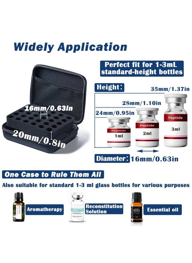 Mazentrix Peptide Vial Case for Fridge Storage - 30 Slot Organizer Holds 1-3ml Vials for Insulin, GLP-1, Peptides,Hard Shell Travel Case with Hand Strap,Black (30 Slot) - Image 4