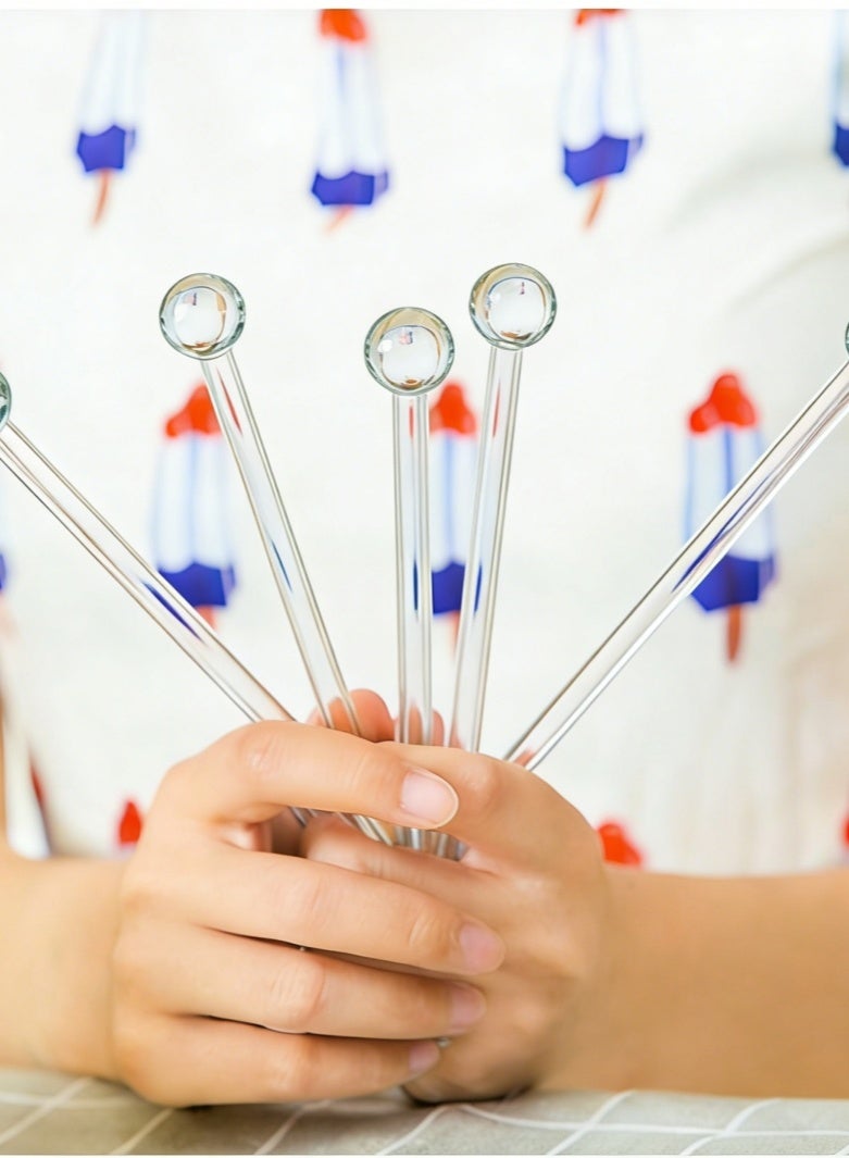 صحة هوم مصاصات شرب زجاجية شفافة بطول إضافي 20 سم مع طرف كروي، متينة وقابلة لإعادة الاستخدام، طقم من 8 قطع مع فرشاة تنظيف للاستخدام المنزلي والمكتبي (شفافة) - Image 2