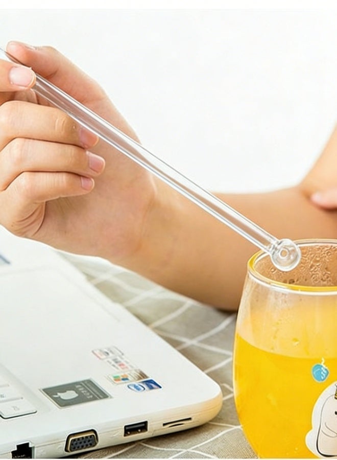 صحة هوم مصاصات شرب زجاجية شفافة بطول إضافي 20 سم مع طرف كروي، متينة وقابلة لإعادة الاستخدام، طقم من 8 قطع مع فرشاة تنظيف للاستخدام المنزلي والمكتبي (شفافة) - Image 3