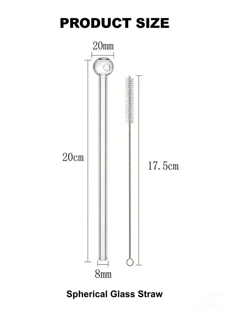 صحة هوم مصاصات شرب زجاجية شفافة بطول إضافي 20 سم مع طرف كروي، متينة وقابلة لإعادة الاستخدام، طقم من 8 قطع مع فرشاة تنظيف للاستخدام المنزلي والمكتبي (شفافة) - Image 4