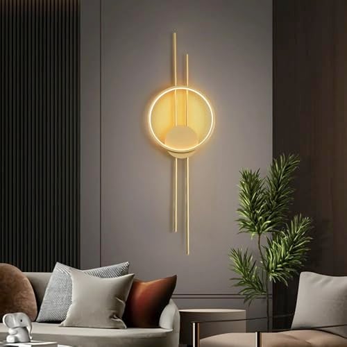 Groeien 12W | 3 Color Modern LED Long Linear Ring Wall Sconce Gold Wall Light for Bedroom Living Room Corridor Lighting Fixtures Wall Mount (Linear Ring, 1, Count) - Image 1
