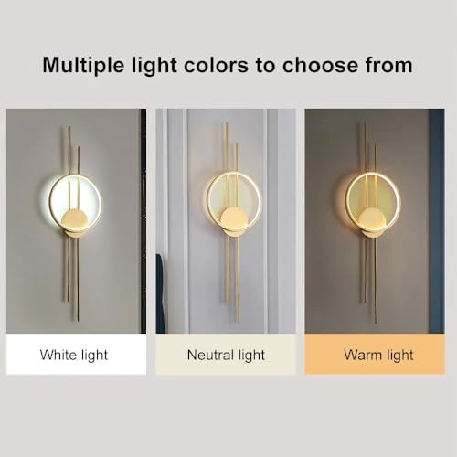 Groeien 12W | 3 Color Modern LED Long Linear Ring Wall Sconce Gold Wall Light for Bedroom Living Room Corridor Lighting Fixtures Wall Mount (Linear Ring, 1, Count) - Image 2