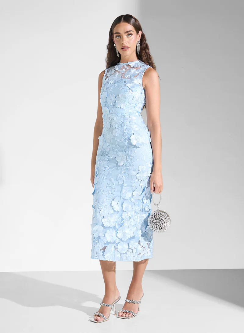 Ginger Boutique Floral Lace Midi Dress