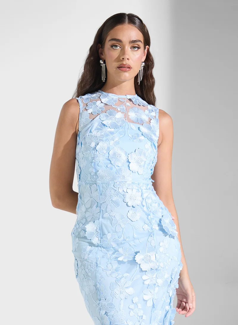 Ginger Boutique Floral Lace Midi Dress