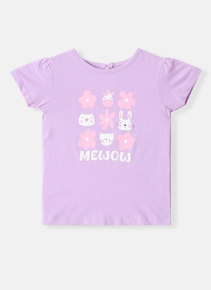 Nautinati Nautinati Girls' Cotton Printed Pack of 2 Top