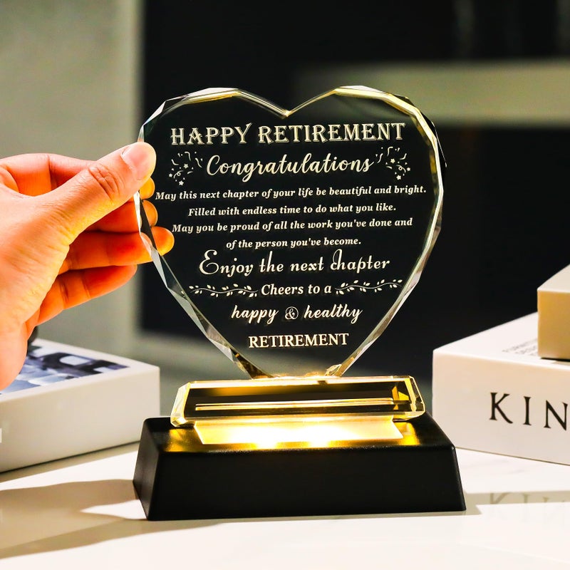 Qianwei Retirement Gifts for Women Men Crystal Plaque with colorful Base Happy Retirement Gift for Woman Best Retired Present Keepsake Decorations Retire Presents for Coworkers Friends Boss Doctor Teacher - Image 4