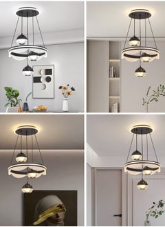 YATAI LIGHTING 3 Heads Pendant Light Dining Room Table, Modern Black LED Three Round Shape Pendant Light for Kitchen Island Table, Adjustable Color Temperature and Height Chandelier  - Image 2