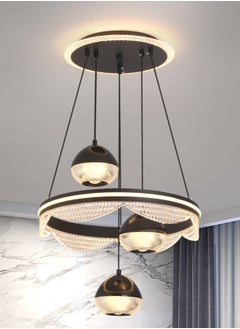 YATAI LIGHTING 3 Heads Pendant Light Dining Room Table, Modern Black LED Three Round Shape Pendant Light for Kitchen Island Table, Adjustable Color Temperature and Height Chandelier  - Image 1