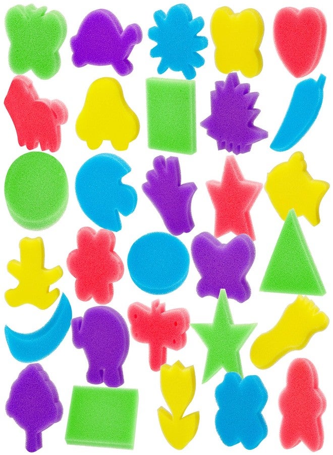 TORINALITAL 30Pcs Sponge Painting Shapes, Painting Craft Sponge with Different Shape, Colorful Paint Sponges for Kids Early Learning Finger Paint Brushes Foam Art Drawing Tools - Image 1