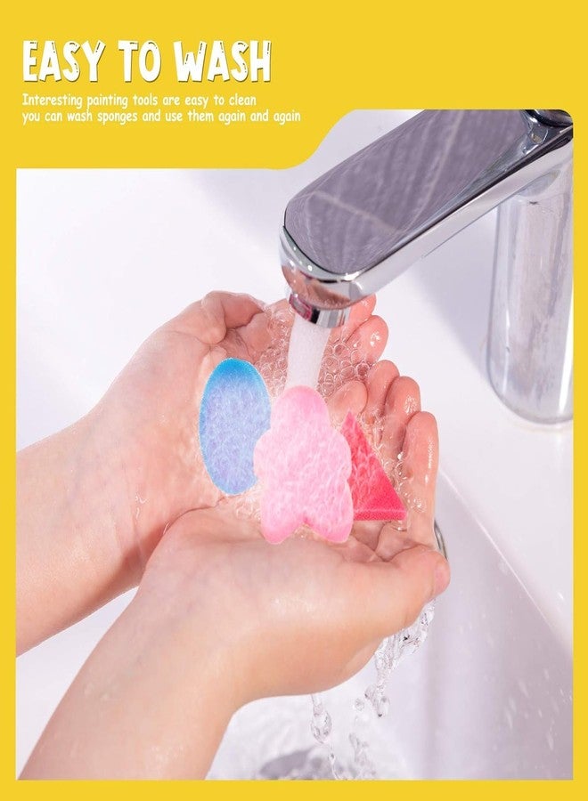 TORINALITAL 30Pcs Sponge Painting Shapes, Painting Craft Sponge with Different Shape, Colorful Paint Sponges for Kids Early Learning Finger Paint Brushes Foam Art Drawing Tools - Image 5