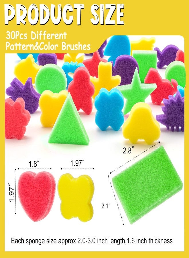 TORINALITAL 30Pcs Sponge Painting Shapes, Painting Craft Sponge with Different Shape, Colorful Paint Sponges for Kids Early Learning Finger Paint Brushes Foam Art Drawing Tools - Image 2