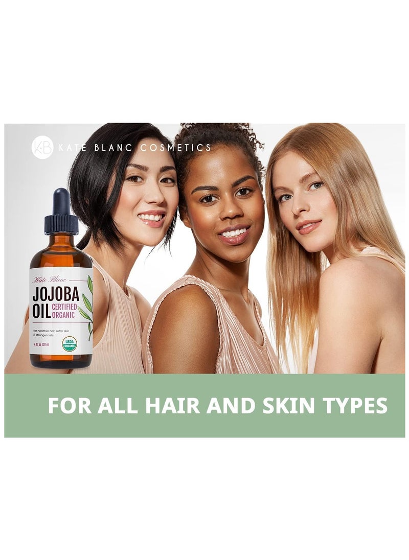 Kate Blanc Cosmetics - Jojoba Oil (2 oz), USDA Certified Organic, 100% Pure, Cold Pressed, Unrefined. Revitalizes Hair and Gives Skin a Radiant, Youthful Look. Great treatment for Face, Lips, Cuticles, Stretch Marks, Beard - Image 1