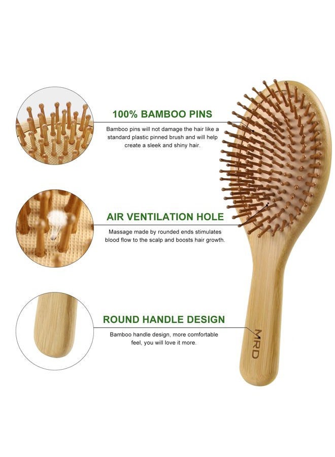MRD Hair Brush Set, Natural Bamboo Comb Paddle Detangling Hairbrush, Wide-tooth and tail comb No Bristle, suit for Women Men and Kids Thick/Thin/Curly/Dry Hair Gift kit - Image 4