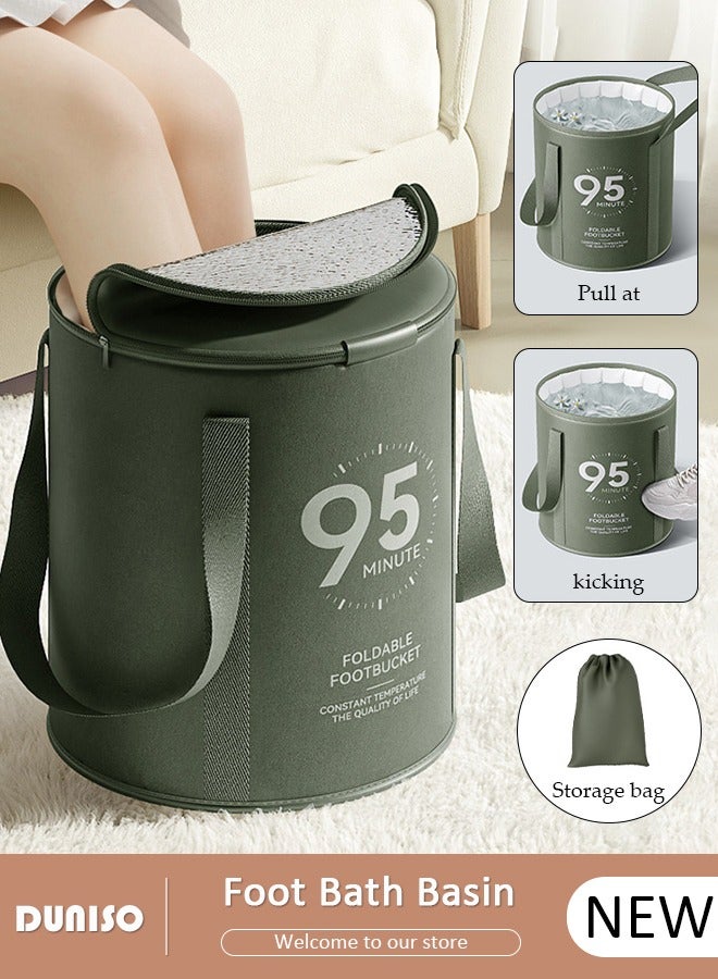 DUNISO Collapsible Foot Bath Basin with Handles, Portable Foot Soak Tub with Storage Bag, Folding Foot Tub for Soaking Feet, Pedicure Foot Spa Bucket for Relieving Fatigue And Body Stress, Multifunctional Bucket with Zip for Travel, Camping Washing - Image 1