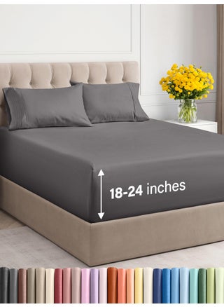 Extra Deep Twin Sheet Set  4 Piece Breathable  Cooling Sheets  Hotel Luxury Bedding Set w1824 Inch Extra Deep Pockets  Easy  Secure Fit  Super Soft Wrinkle Free and Comfy  Grey Twin Size - pzsku/Z4A6D4EAD43E3C248C1EAZ/45/1749490830/7bd269c2-dd39-426b-8971-76ae63b950d8