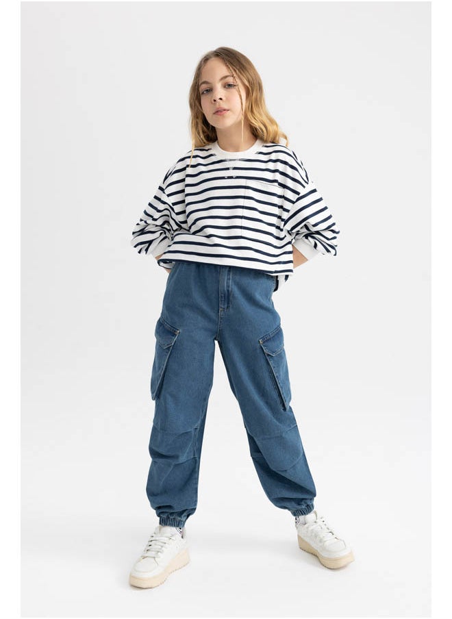 DeFacto Girl Parachute Cargo Denim Trousers 