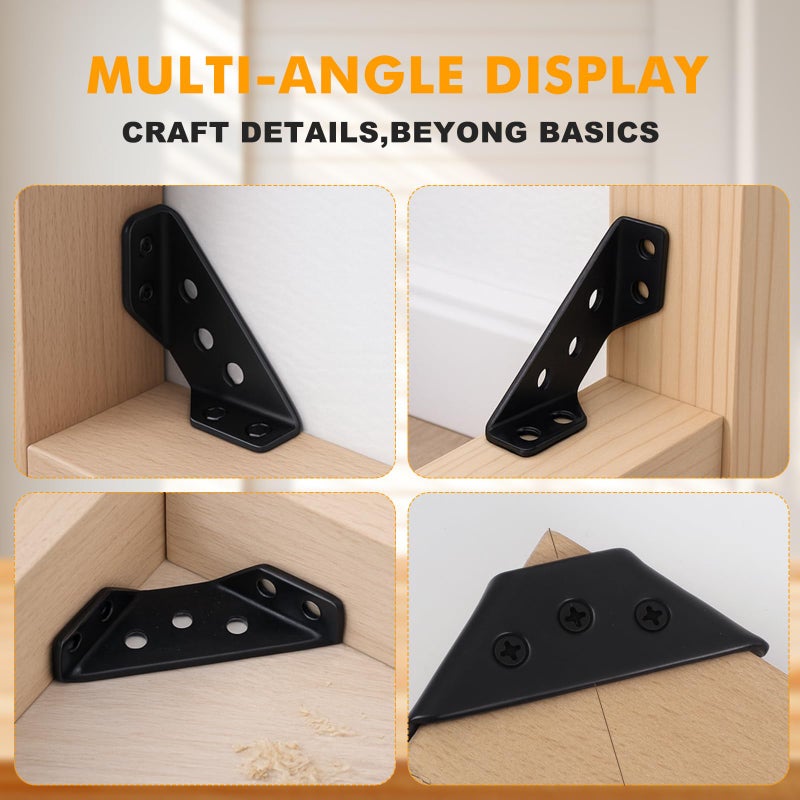TEOYNGU 88PCS L Brackets for Shelves,4 Sizes Angle Corner Braces Metal L Bracket Heavy Duty for Wood,Stainless Steel Furniture Corner Connector, Corner Brackets for Wood (0.97",1.55",2.44") - Image 5