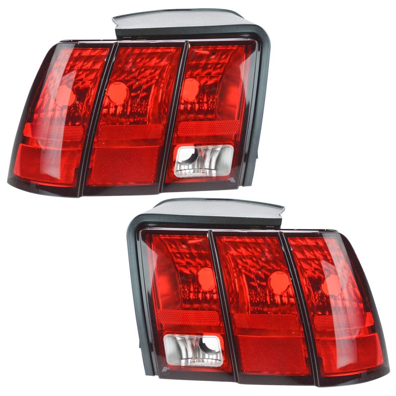 TRQ Rear Tail Lights Set Driver Passenger Side Fits 19992001 Ford Mustang Base Model GT 2001 Ford Mustang GT Bullitt 20022004 Ford Mustang
