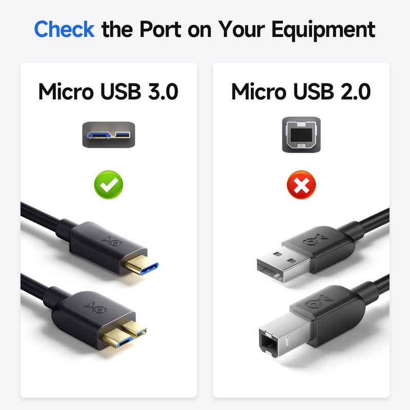 Cable Matters 10Gbps Short USB C to Micro USB 3.0 Cable - 1ft, USBC Hard Drive Cable, Micro B to USBC Cord, Compatible with Seagate, LaCie, Toshiba, Samsung, WD External Hard Drive, Black - Image 2