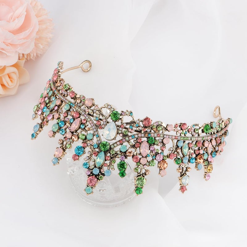 Cocide Bronze Tiara and Crown for Women - Baroque Crystal Queen Crown - Rhinestone Princess Hair Accessories for Bride, Wedding, Birthday Party - Image 5
