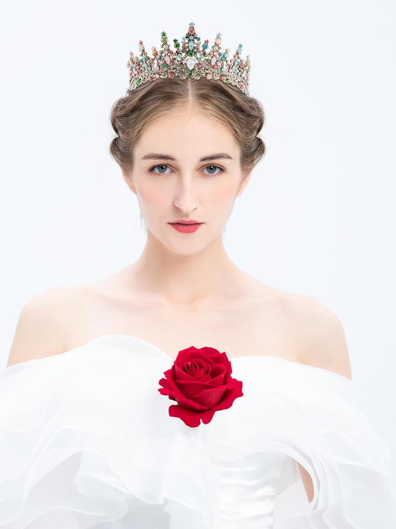Cocide Bronze Tiara and Crown for Women - Baroque Crystal Queen Crown - Rhinestone Princess Hair Accessories for Bride, Wedding, Birthday Party - Image 2