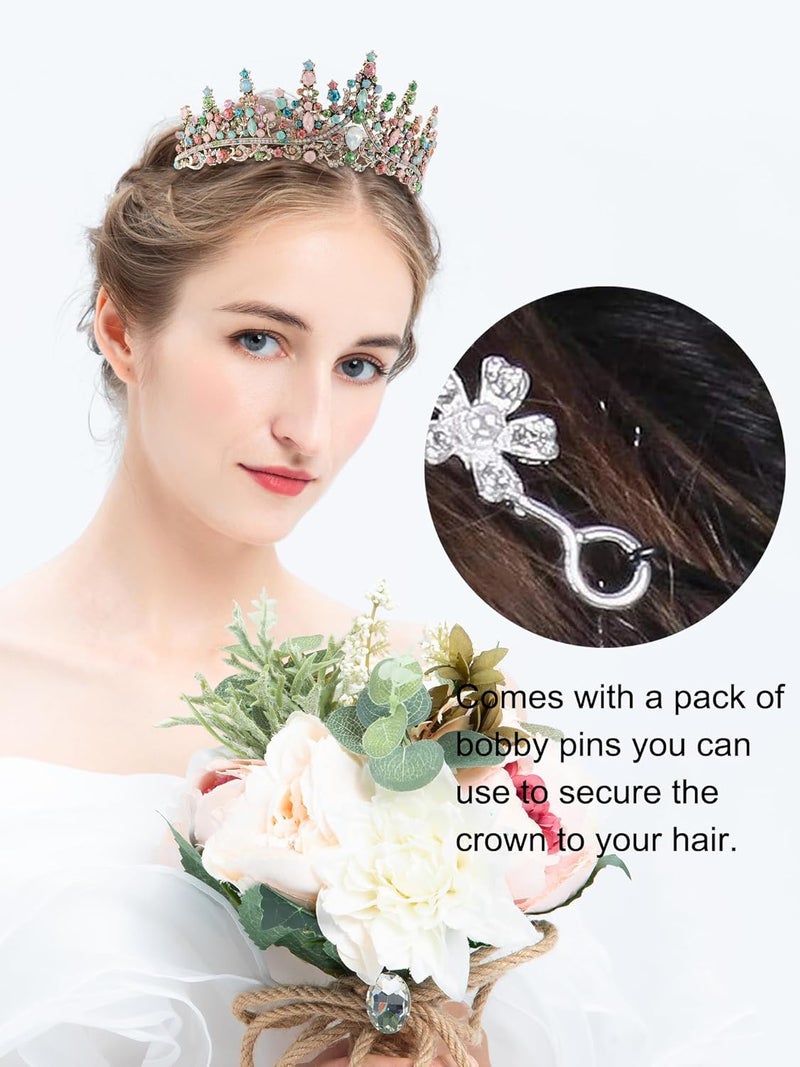 Cocide Bronze Tiara and Crown for Women - Baroque Crystal Queen Crown - Rhinestone Princess Hair Accessories for Bride, Wedding, Birthday Party - Image 3