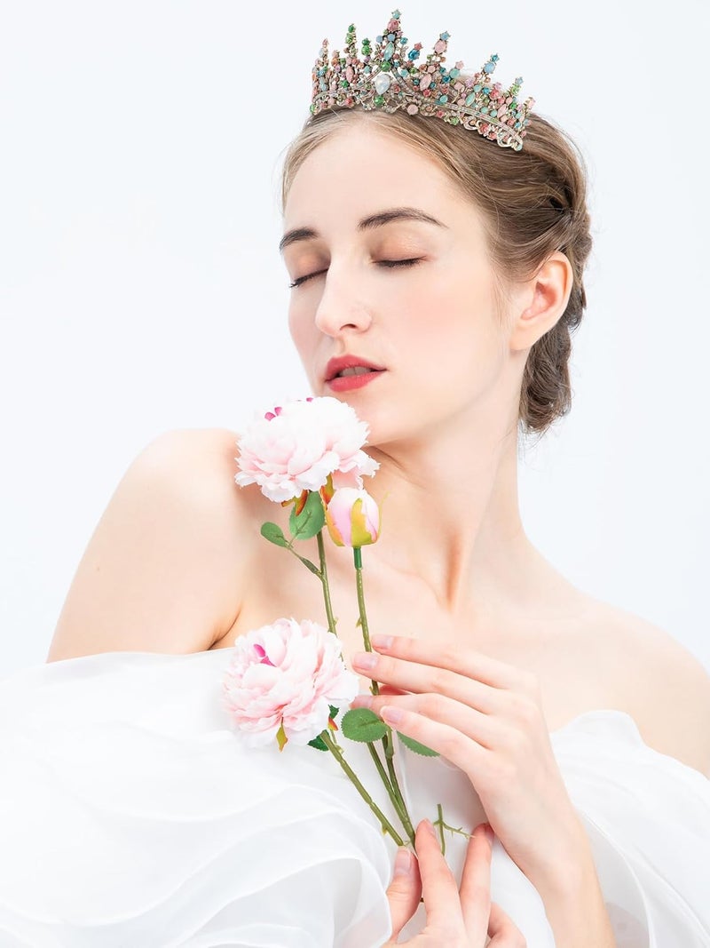 Cocide Bronze Tiara and Crown for Women - Baroque Crystal Queen Crown - Rhinestone Princess Hair Accessories for Bride, Wedding, Birthday Party - Image 4