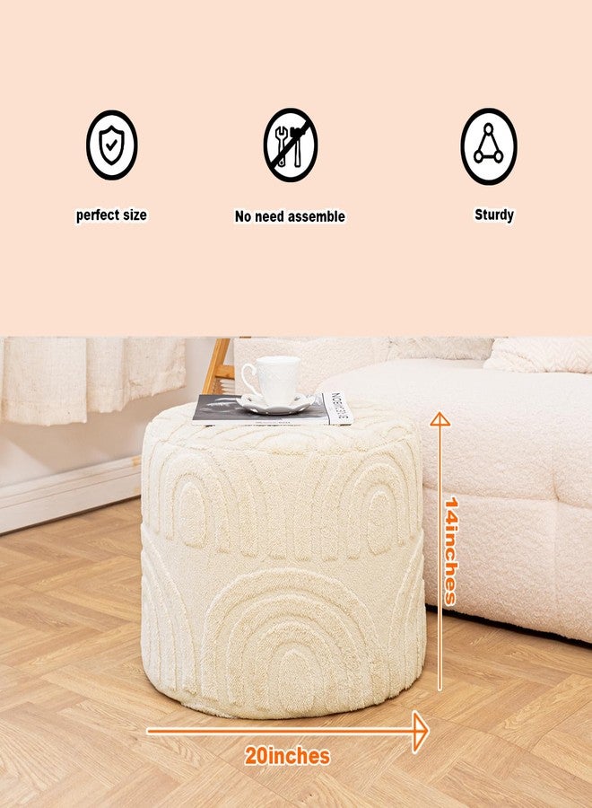 Asuprui Plush Fabric Ottoman Footrest - 20"x14" Soft Foam Pouf with Removable Cover Perfect for Living Room, Bedroom & Dorm(Linen) - Image 3