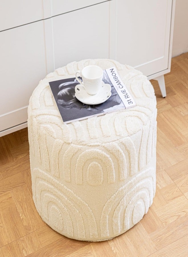 Asuprui Plush Fabric Ottoman Footrest - 20"x14" Soft Foam Pouf with Removable Cover Perfect for Living Room, Bedroom & Dorm(Linen) - Image 5