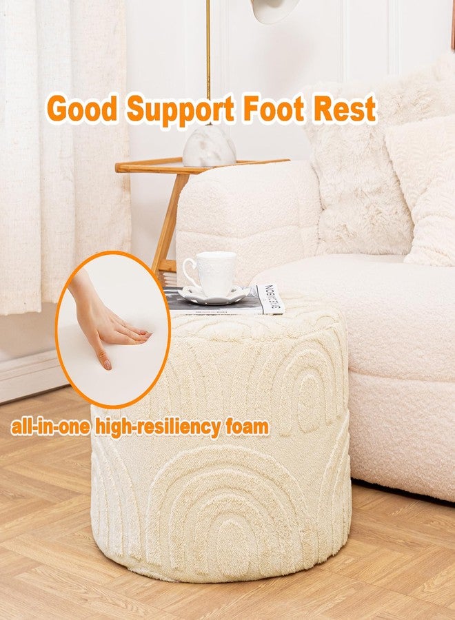 Asuprui Plush Fabric Ottoman Footrest - 20"x14" Soft Foam Pouf with Removable Cover Perfect for Living Room, Bedroom & Dorm(Linen) - Image 4