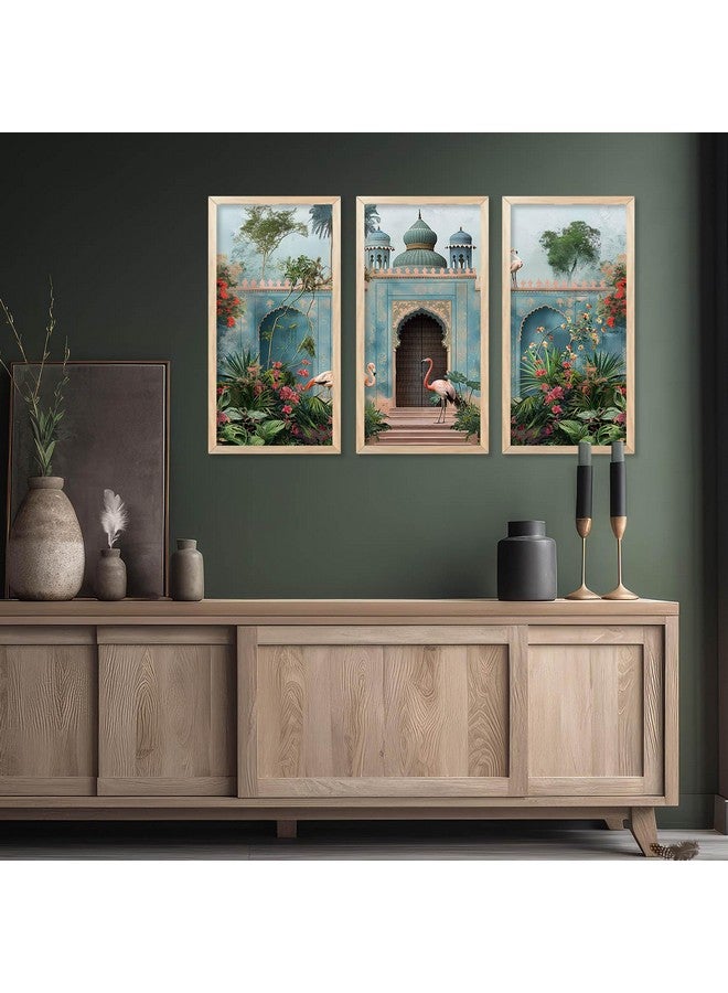 walllane Traditional Art Painting with Frame for Living Room | Indian Art Pichwai Wall Décor Paintings | Painting for wall Decoration set of 3 (10x19 inch, E) - Image 5