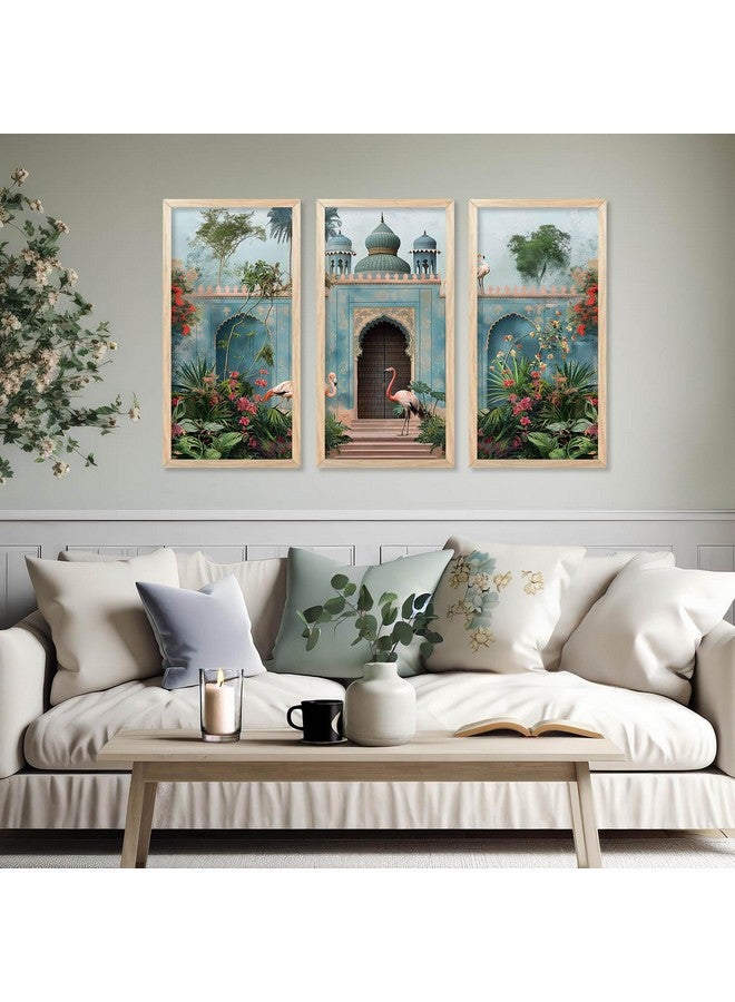 walllane Traditional Art Painting with Frame for Living Room | Indian Art Pichwai Wall Décor Paintings | Painting for wall Decoration set of 3 (10x19 inch, E) - Image 4