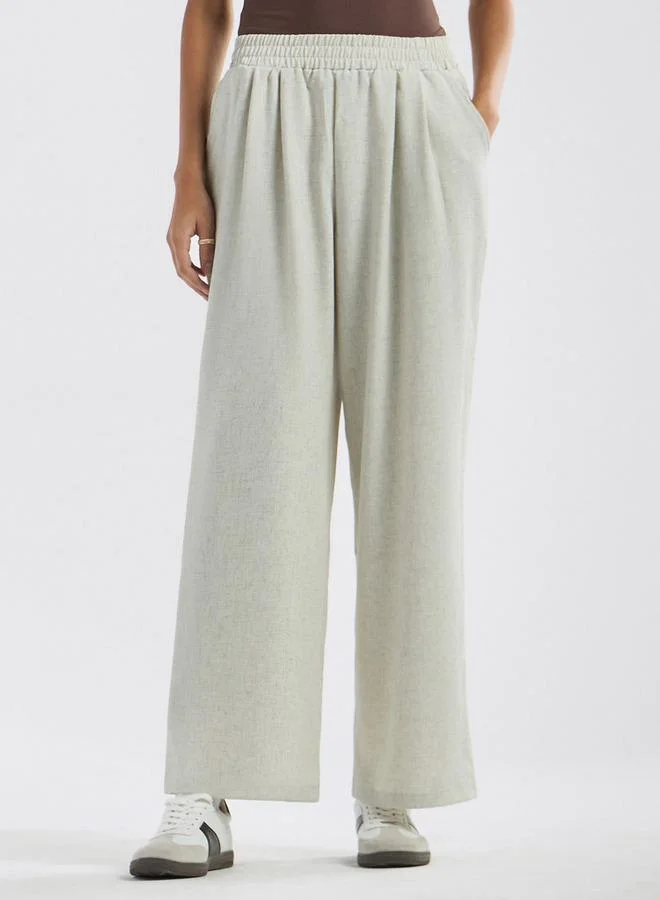 Splash FAV Solid Wide Leg Joggers with Elasticated Waistband and Pockets