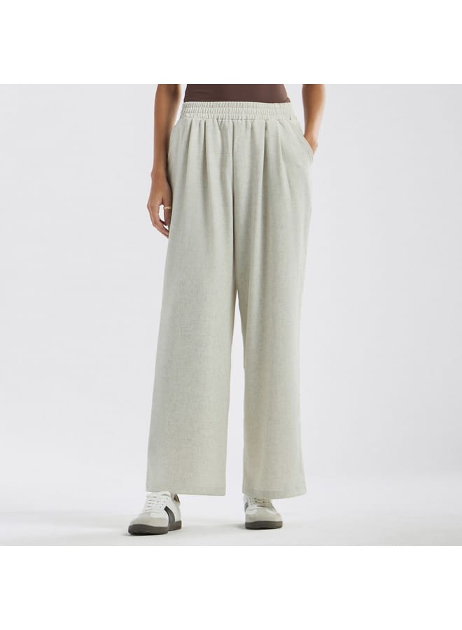 Splash FAV Solid Wide Leg Joggers with Elasticated Waistband and Pockets - Image 1