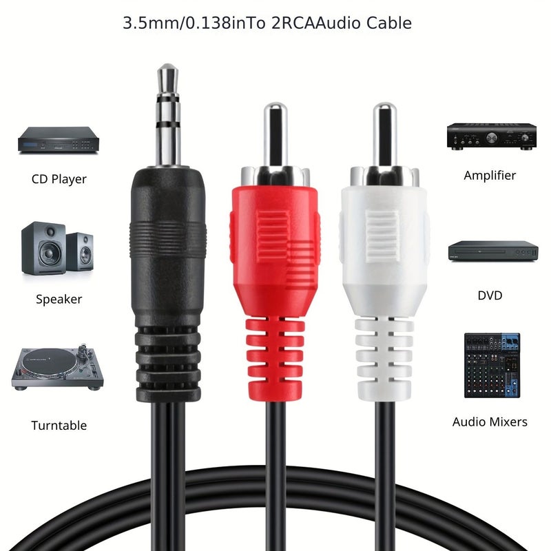 3.5 مم إلى كابل صوت Y 2RCA 15 متر موصل ستيريو AUX مقسم لمكبرات صوت HDTV - Image 1