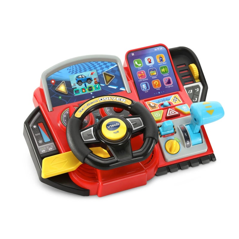 VTech Race & Discover Driver™ | Interactive Kids Driving Toy with Steering Wheel, Gear Shift & Game Screen | 20 Educational Games, Racetracks & Town Adventures | Ages 3–6 - Image 1