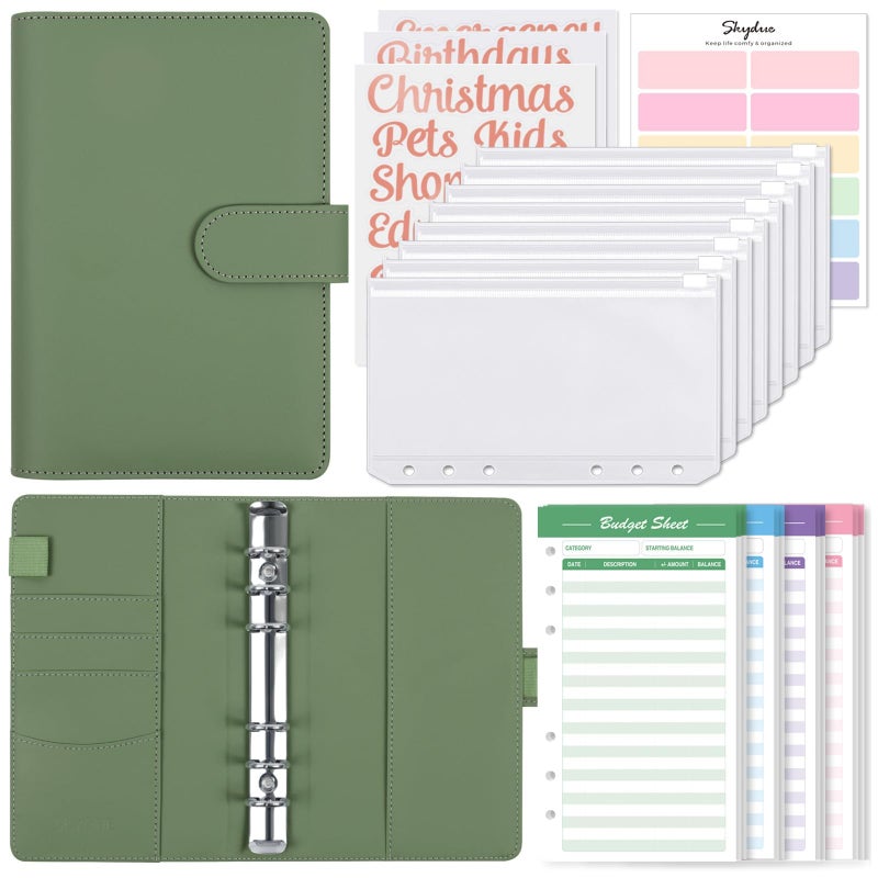 SKYDUE Budget Binder with 8pcs Zipper Envelopes,Money Organizer for Cash with 12pcs Expense Sheets & 24 Rose Gold Sticky Labels - Image 1