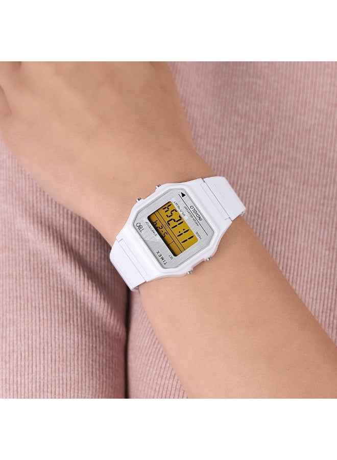 تيميكس TIMEX TW2U93700 UNISEX  ساعة رقمية كلاسيكية بيضاء مع مؤقت ومصباح LED ليلي إنديجلو - Image 5