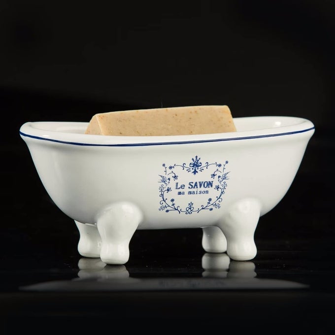 1 PIECE 57 AQUA EDEN MINI CERAMIC CLAWFOOT DOUBLE ENDED BATHTUB SOAP DISH VINTAGE DECORTATIVE SOAP DISH