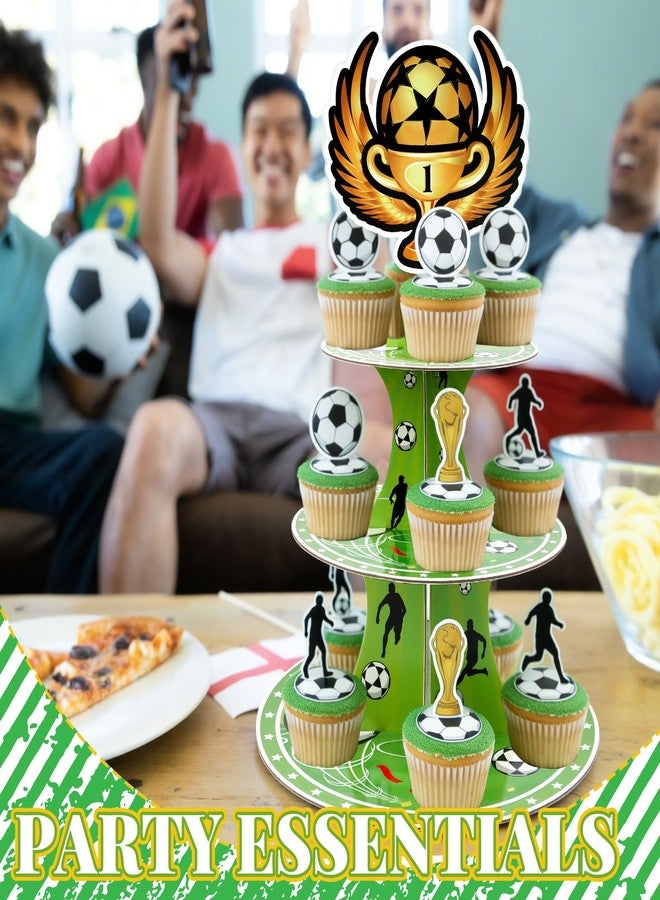 FBBP Soccer Party Favors, Football Birthday Party Decorations, 2 Pack 3 Tier Soccer Cupcake Stand, Soccer Goal Theme Party Supplies for Kids Teens Adults - Image 4
