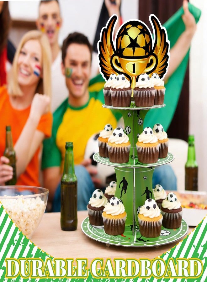 FBBP Soccer Party Favors, Football Birthday Party Decorations, 2 Pack 3 Tier Soccer Cupcake Stand, Soccer Goal Theme Party Supplies for Kids Teens Adults - Image 2