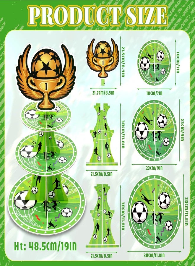FBBP Soccer Party Favors, Football Birthday Party Decorations, 2 Pack 3 Tier Soccer Cupcake Stand, Soccer Goal Theme Party Supplies for Kids Teens Adults - Image 5
