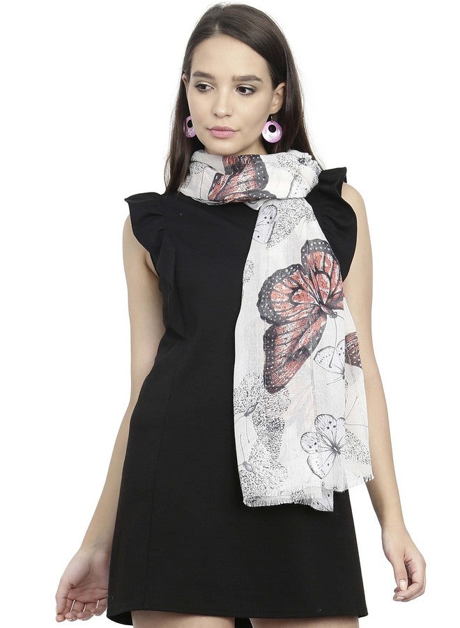 FabSeasons FabSeasons Viscose Butterfly Printed Soft & Stylish Scarf/Scarves, Shawl and Stoles for Women, Size - 85 * 170 cms - Image 2