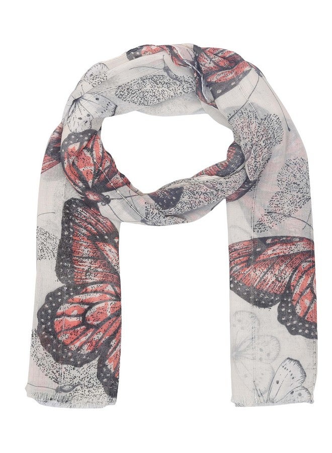 FabSeasons FabSeasons Viscose Butterfly Printed Soft & Stylish Scarf/Scarves, Shawl and Stoles for Women, Size - 85 * 170 cms - Image 4