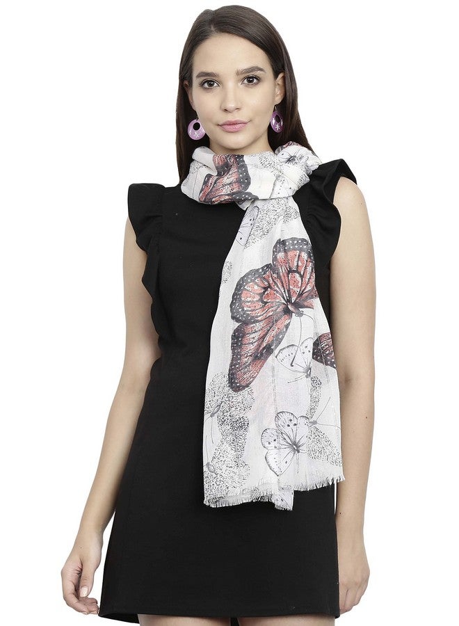 FabSeasons FabSeasons Viscose Butterfly Printed Soft & Stylish Scarf/Scarves, Shawl and Stoles for Women, Size - 85 * 170 cms - Image 5