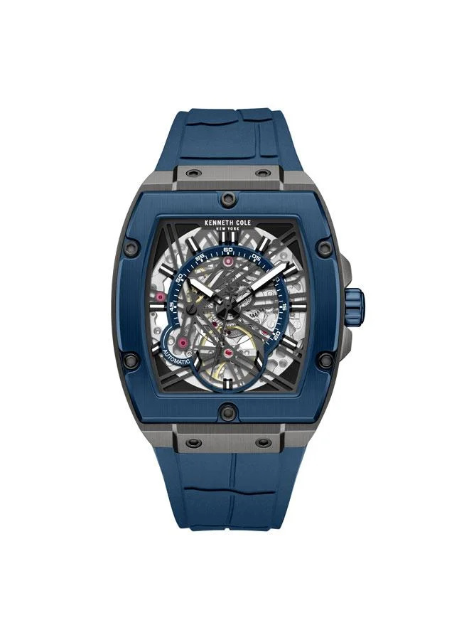 Kenneth Cole New York FiDi Men's 41.5mm Automatic Watch with Blue Dial & Silicone Strap
