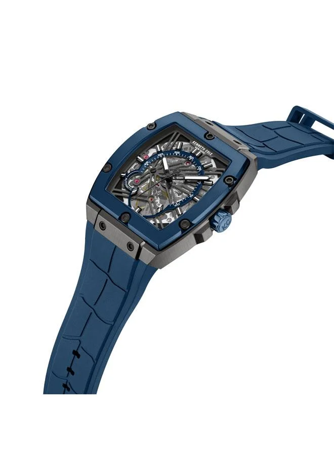 Kenneth Cole New York FiDi Men's 41.5mm Automatic Watch with Blue Dial & Silicone Strap