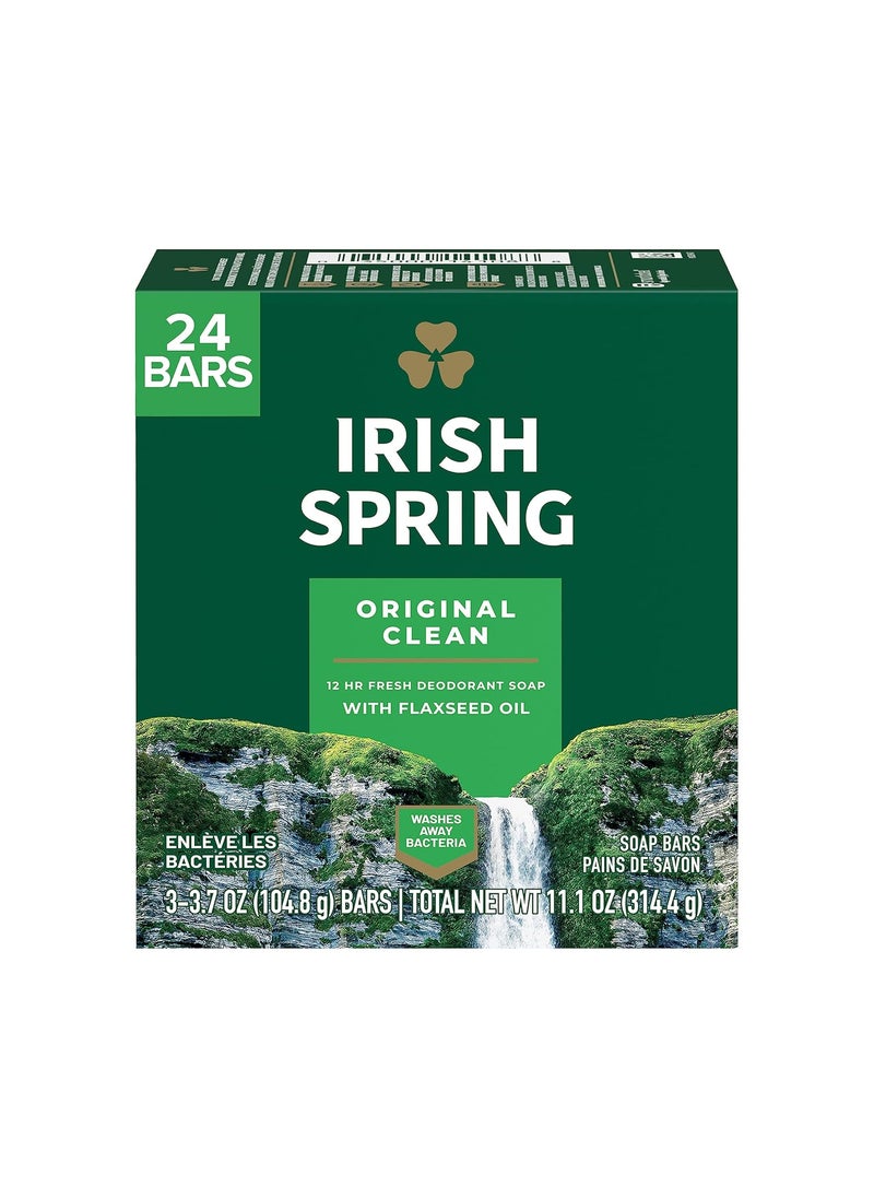 Irish Spring - Irish Spring Bar Soap for Men Original Clean Smell Fresh and Clean for 12 Hours Men Soap Bars for Washing Hands and Body Mild for Skin Recyclable Carton 37 Ounce  3 Count Pack of 8 - Image 1